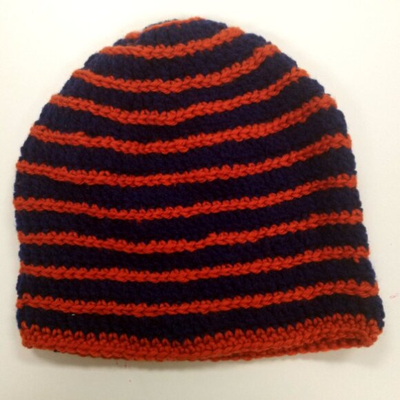 Virgo Sapphire Beanie Hat, Sapphire Birthstone Blue & Rust Autumn Brown Beanie - Picture 1 of 4
